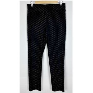 Margaret M Pants Women’s Size Large Slimming Black Gray Polka Dot Stretch